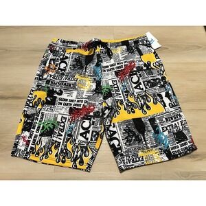 NWT Fresh Prints of Bel-Air Newspaper‎ Graffiti Shorts White XL Mens